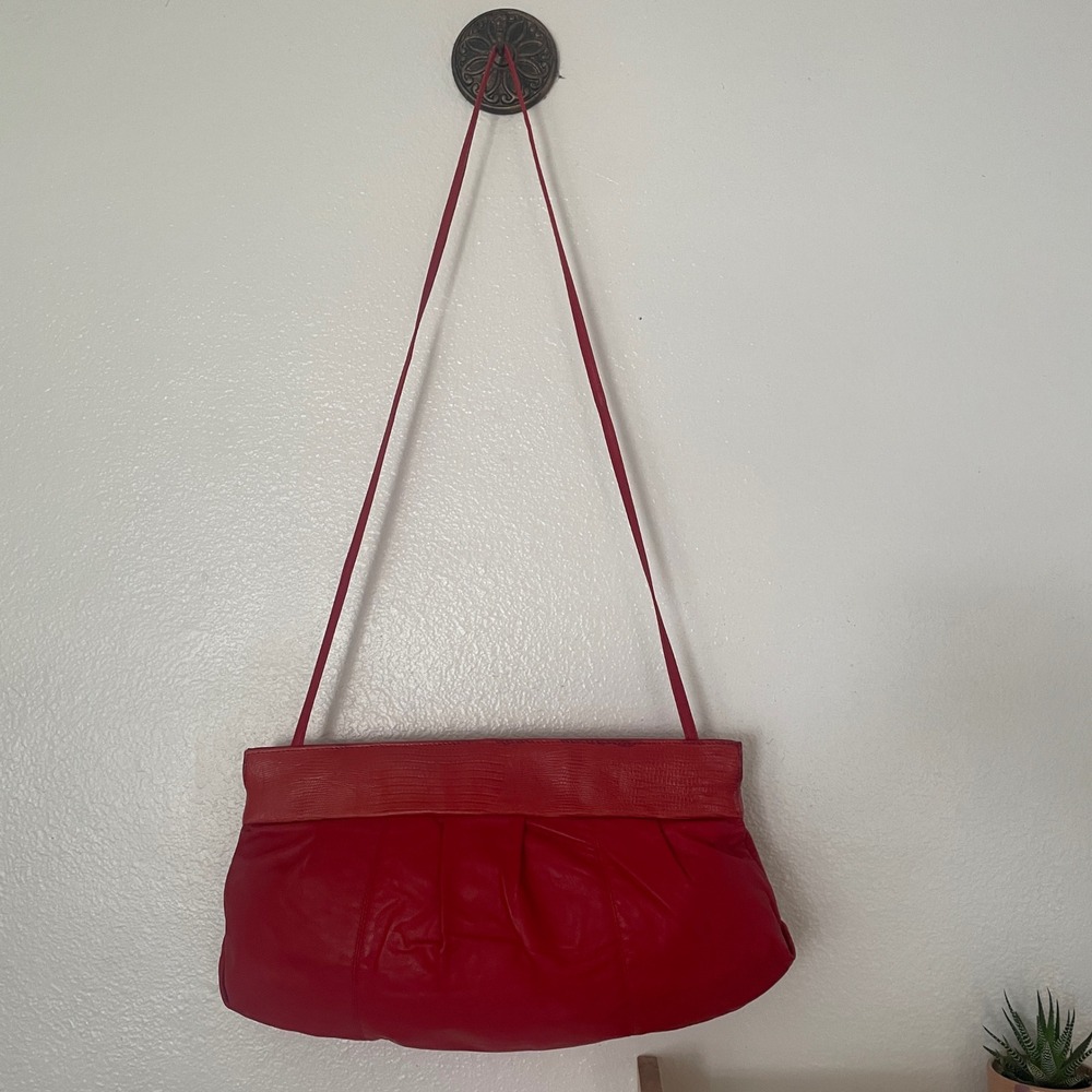 B.‎ Young Red Genuine Leather Crossbody Bag Convertible Clutch Made in Colombia